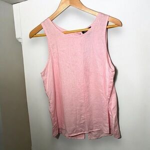 100% linen pastel  pink tank top M boho cottage beach